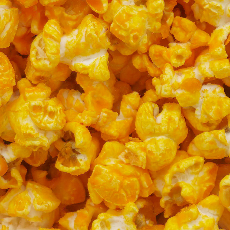 Close up shot of Cheddar Cheese popcorn by Gold Medal Products