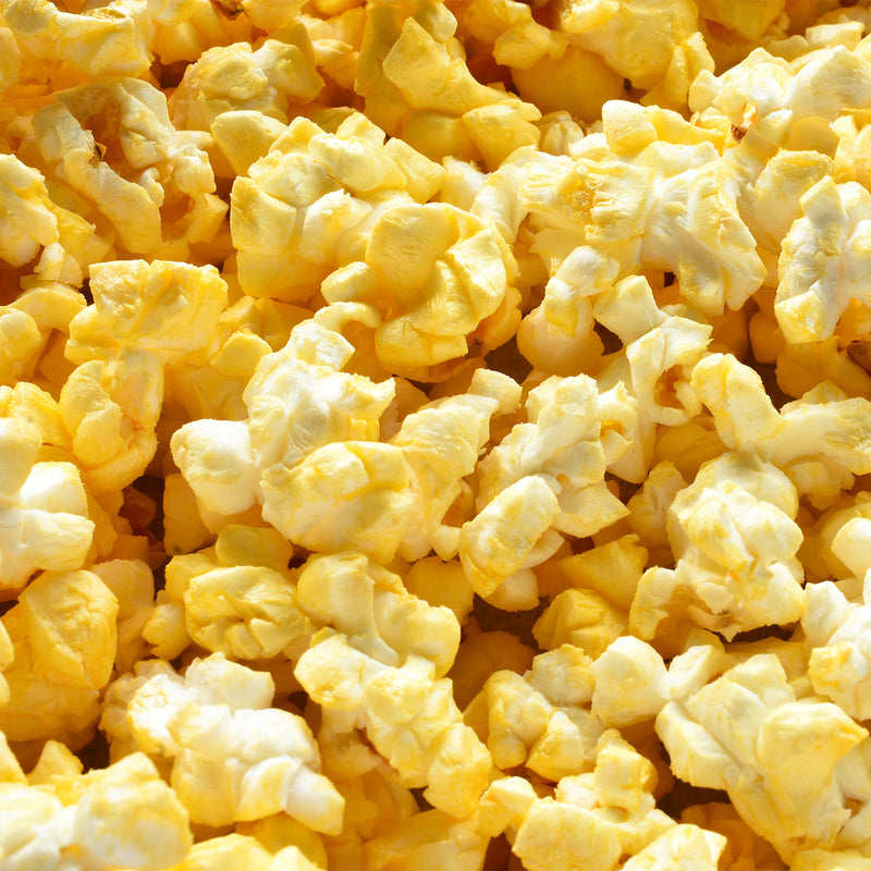 Close up shot of Movie Theater style popcorn by Gold Medal Products.