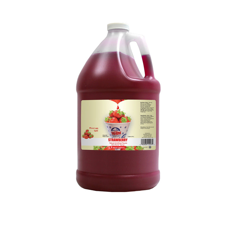 one gallon jug of strawberry Sno-Kone syrup