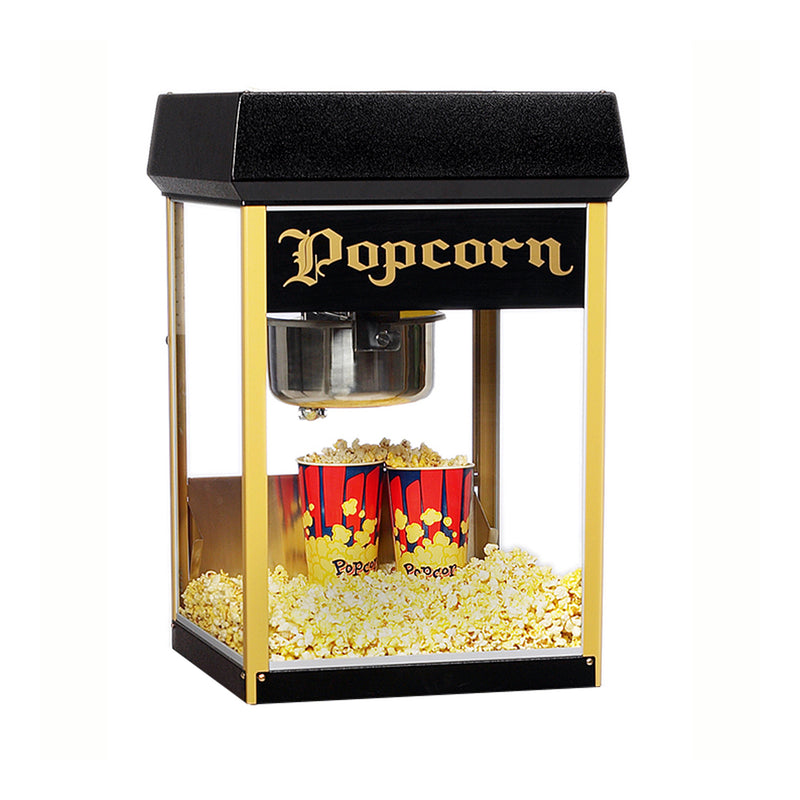 old-fashioned black 8-ounce popper with gold corner posts