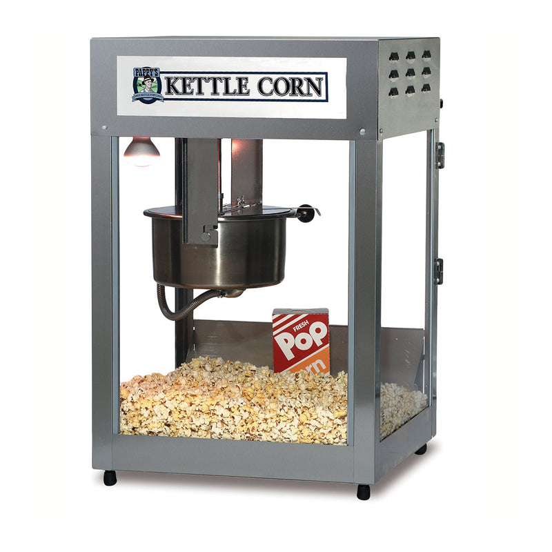 12/14-ounce kettle corn popper with Pappy's Kettle Corn sign