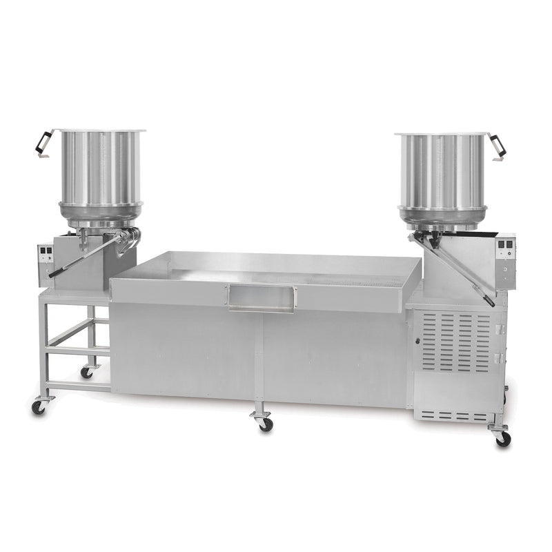 Twin cooling table shown with Mark 10 cooker mixers