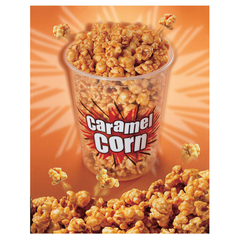 Poster of plastic container of caramel corn