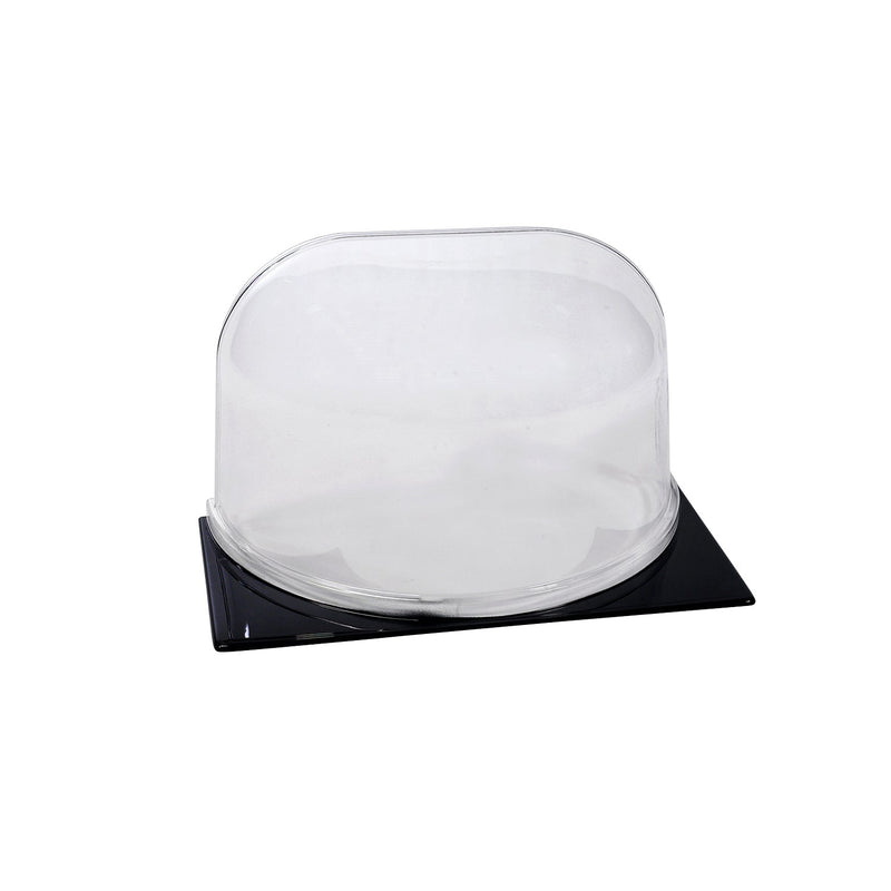 the floss bubble (turned down flange) is a durable food safe plastic dome used to better control the spinning cotton candy
