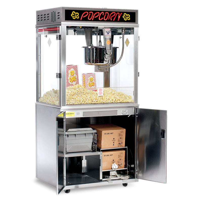 32-ounce Pop-O-Gold floor model popper with Bag-in-Box Oil system