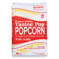 Red and white bag of Gold Medal Tastee Pop popcorn kernels labeled ‘Superior Popping Volume,’ 35-pound bag.