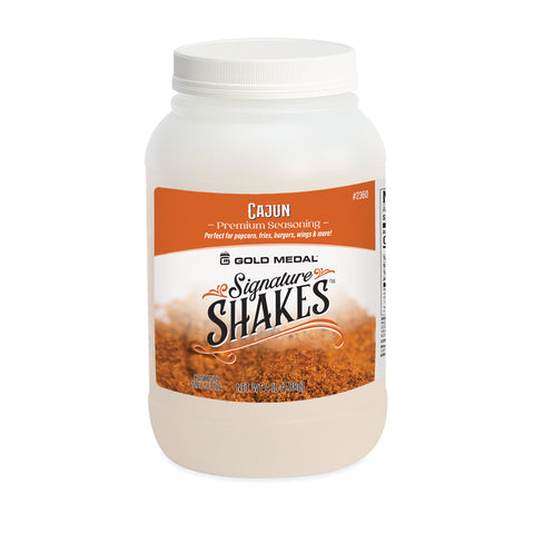 Front of Signature Shakes jar with Cajun seasoning graphics