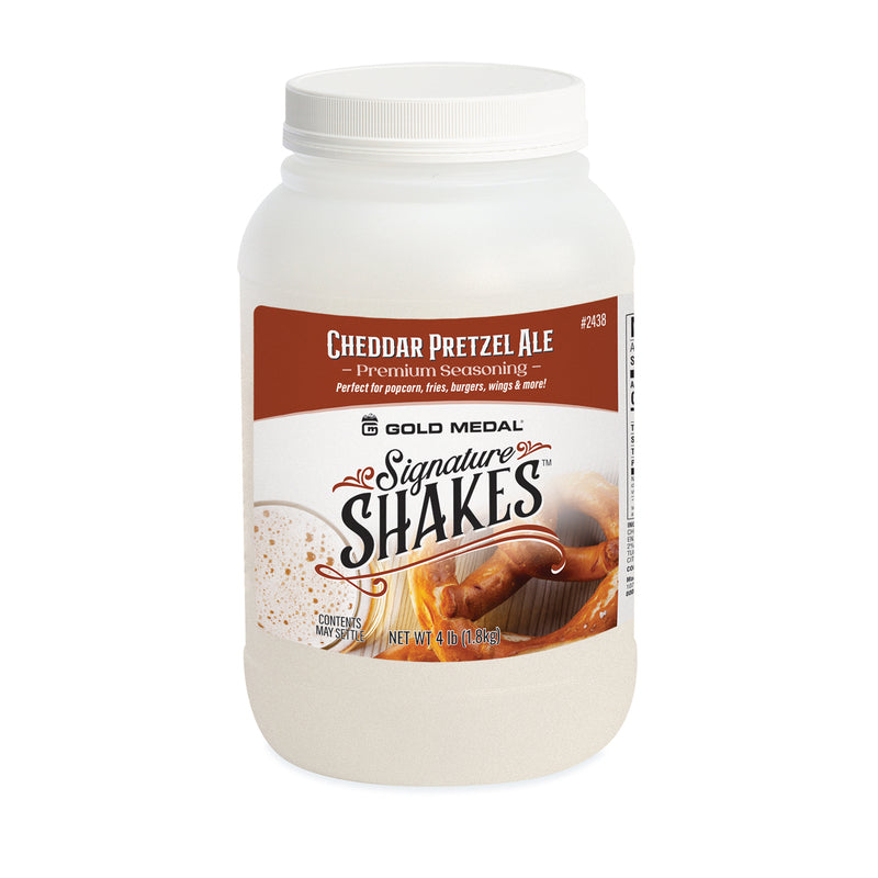 Signature Shakes jar with beer and pretzel graphics