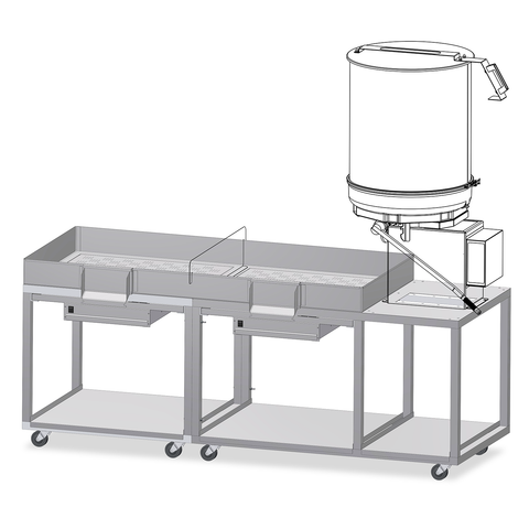 rendering for complete single table karmel kool system with an outline where cooker could be attached to.