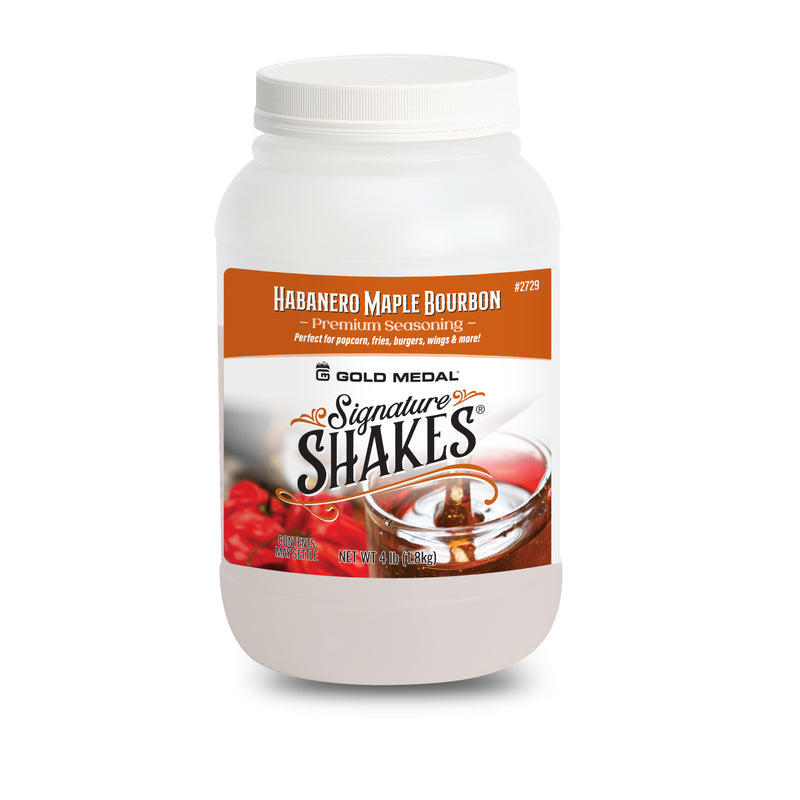 Front of Signature Shakes jar with Habanero pepper and Maple Bourbon graphics.