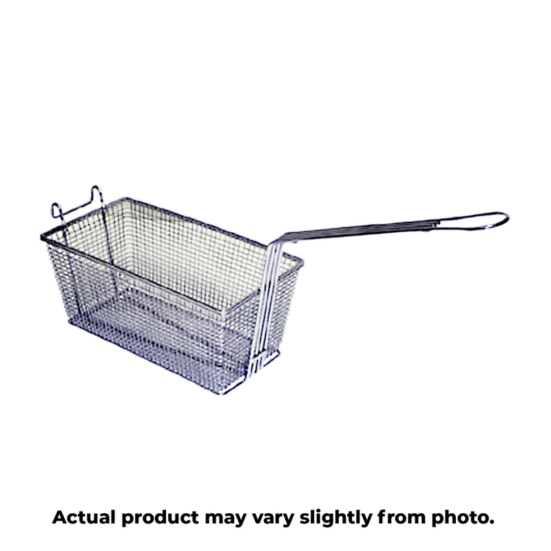 Large wire fry baskets for fryer. Text states, "Actual product may vary slightly from photo."