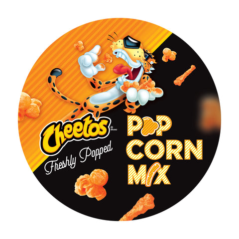 Chester Cheetos Popcorn Mix circle decal.