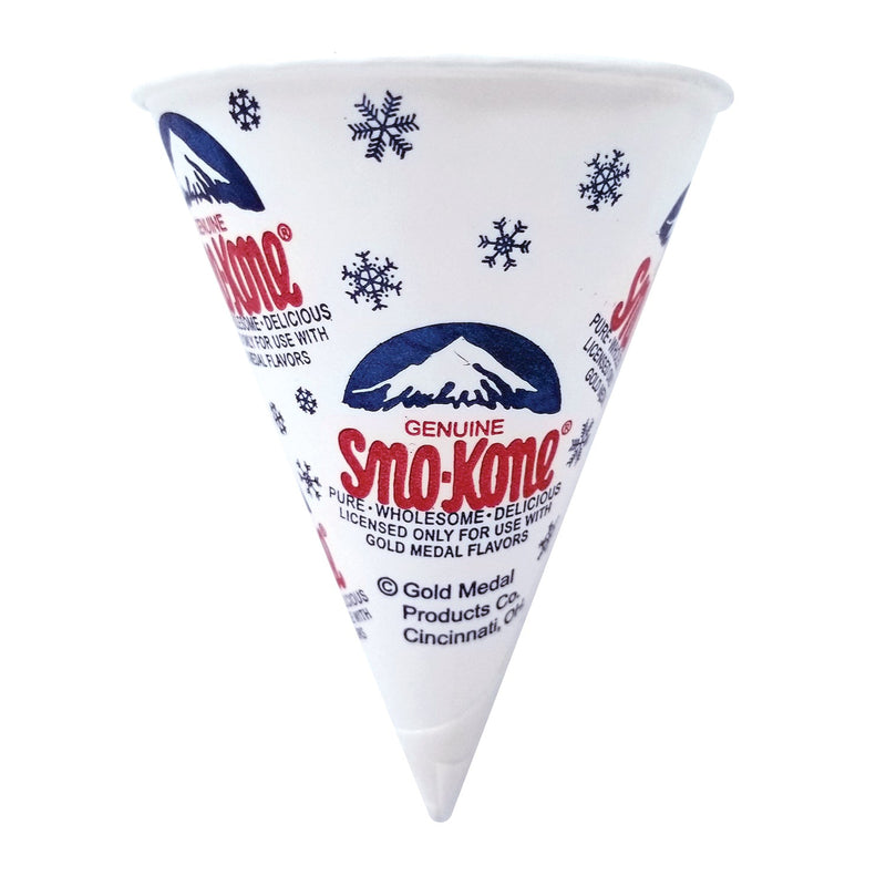 Up-close image of Sno-Kone cup made from dry wax paper.