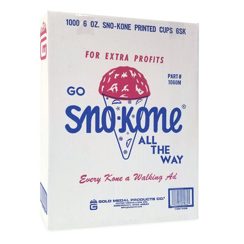 Large cardboard box case with Sno-Kone logo.