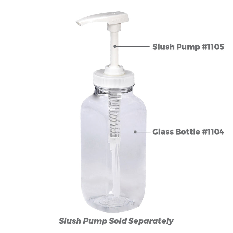 square glass bottle, shown with slush pump (sold separately)