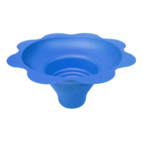 blue plastic flower-shaped Sno-Kone cup