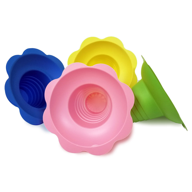 large plastic flower-shaped Sno-Kone cups