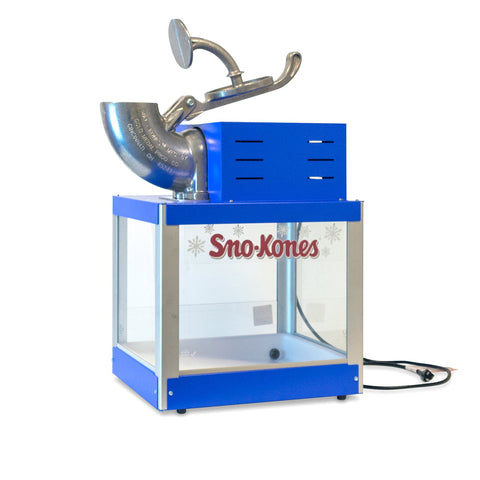 front view of  Sno-Kone machine cabinet with handle in the upward position