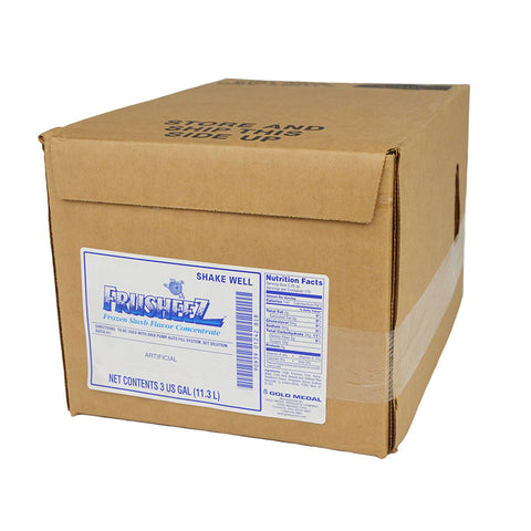 brown cardboard box with Frusheez label