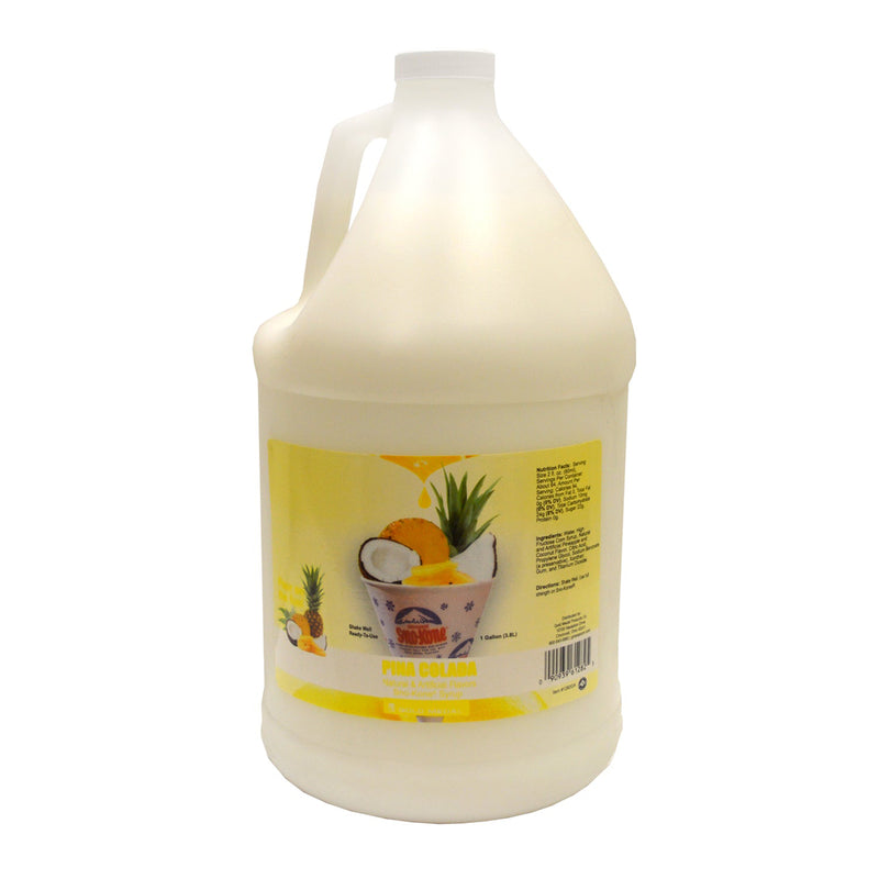gallon sized jug of pina colada Sno-Kone syrup