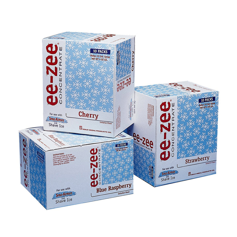 Ez-Zee Concentrate boxes for snow cones and shave ice. Not all flavors shown.