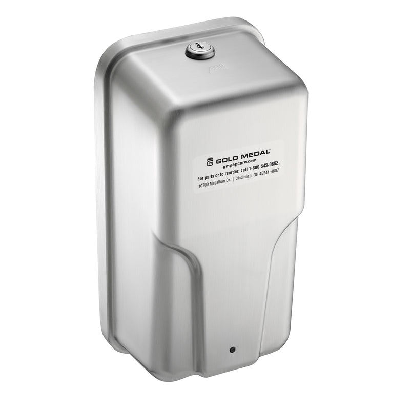 satin-finish stainless-steel automatic hand sanitizer dispenser