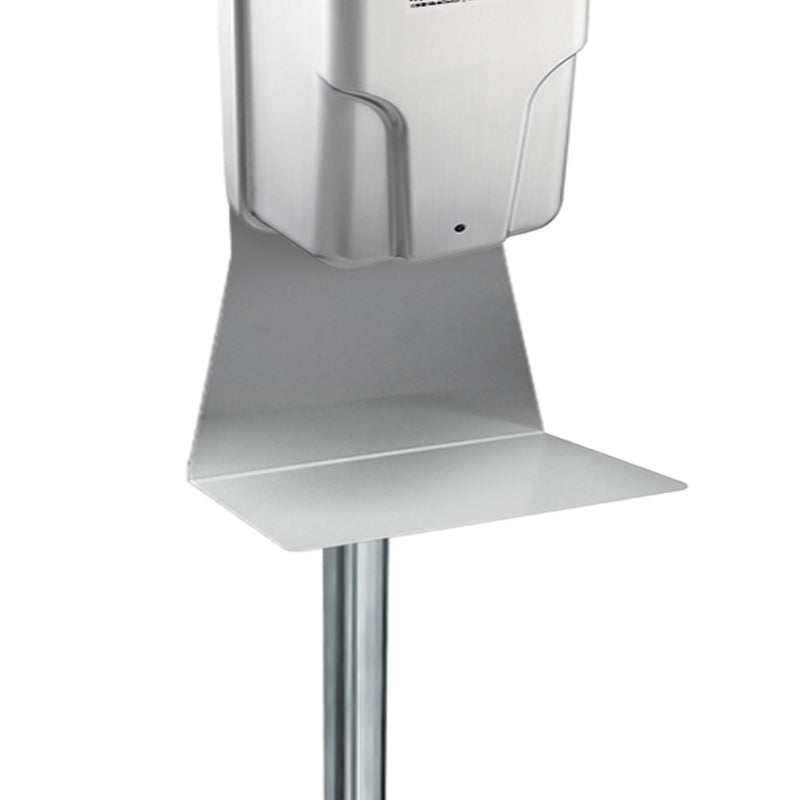 stainless steel drip tray and automatic hand sanitizer dispenser mounted on floor stand