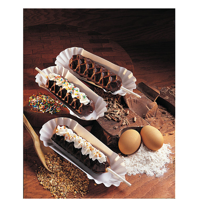 poster with fudge puppies coated in chocolate and topped with whipped cream