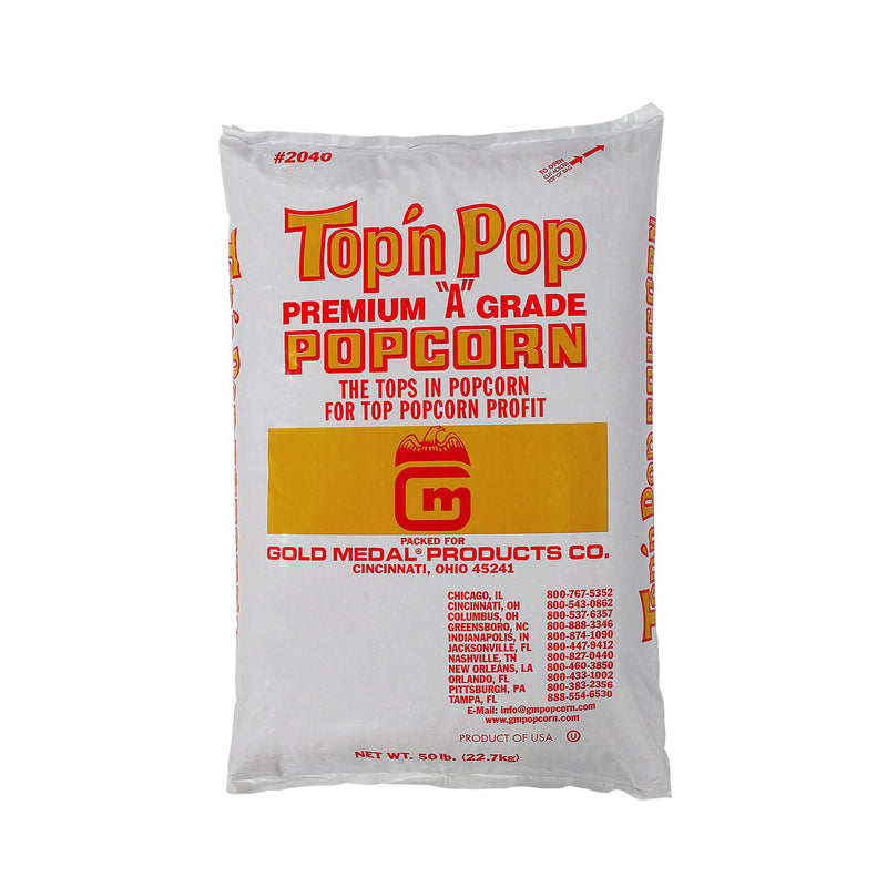 50-pound bag of Top N Pop popcorn