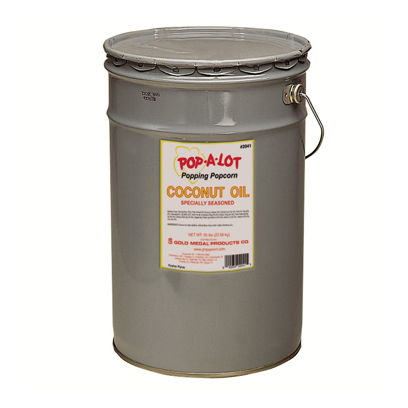 50-pound pail of Pop-A-Lot coconut oil