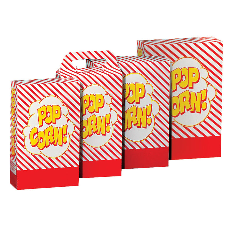 red-striped closeable popcorn boxes
