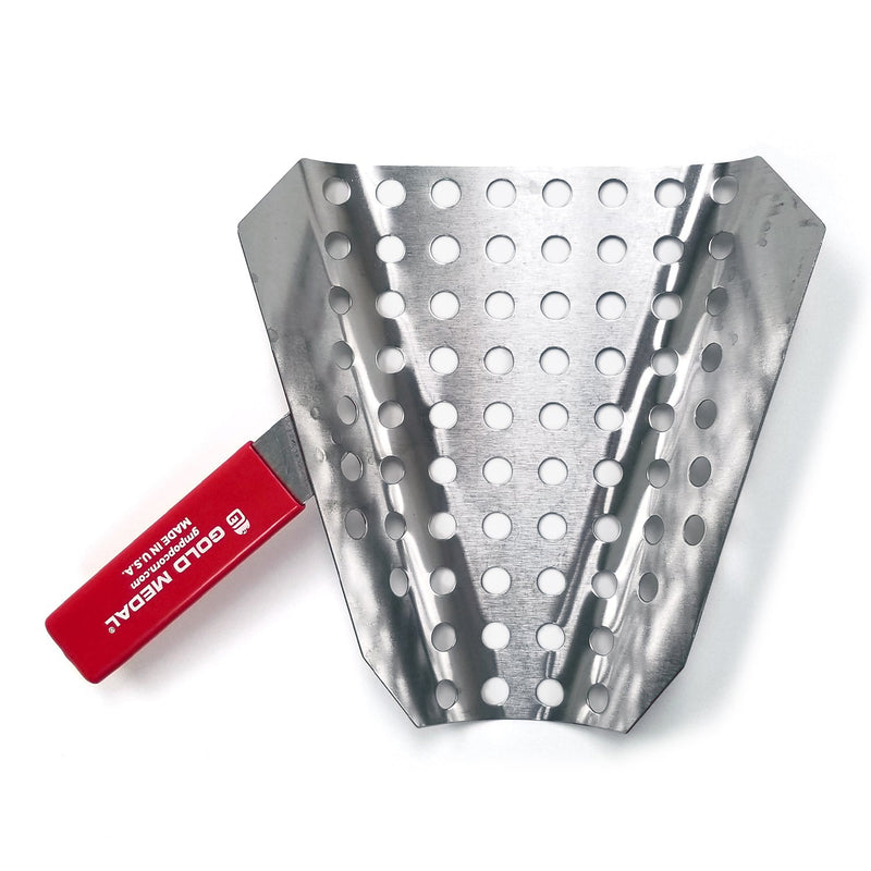 top view of stainless standard perforated jet popcorn scoop