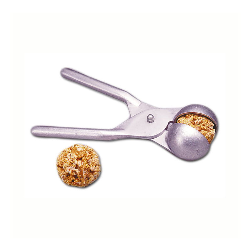 Handheld plier device used for making 3-inch popcorn balls