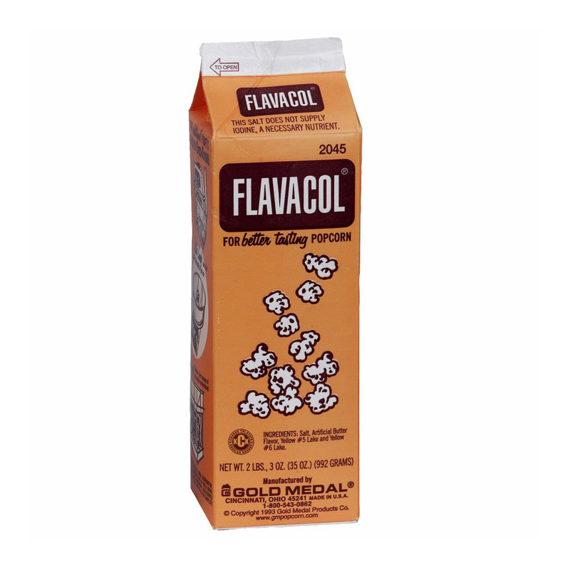brown carton of Flavacol salt