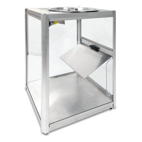 clear display case with warmer, Plexiglas windows and stainless steel top and bottom