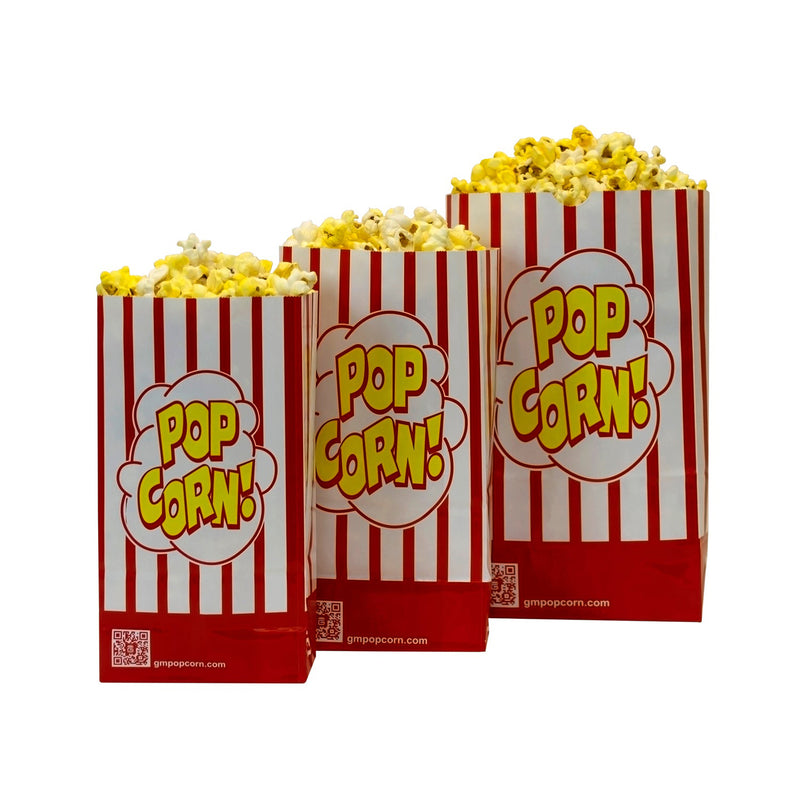 red and white striped popcorn bags