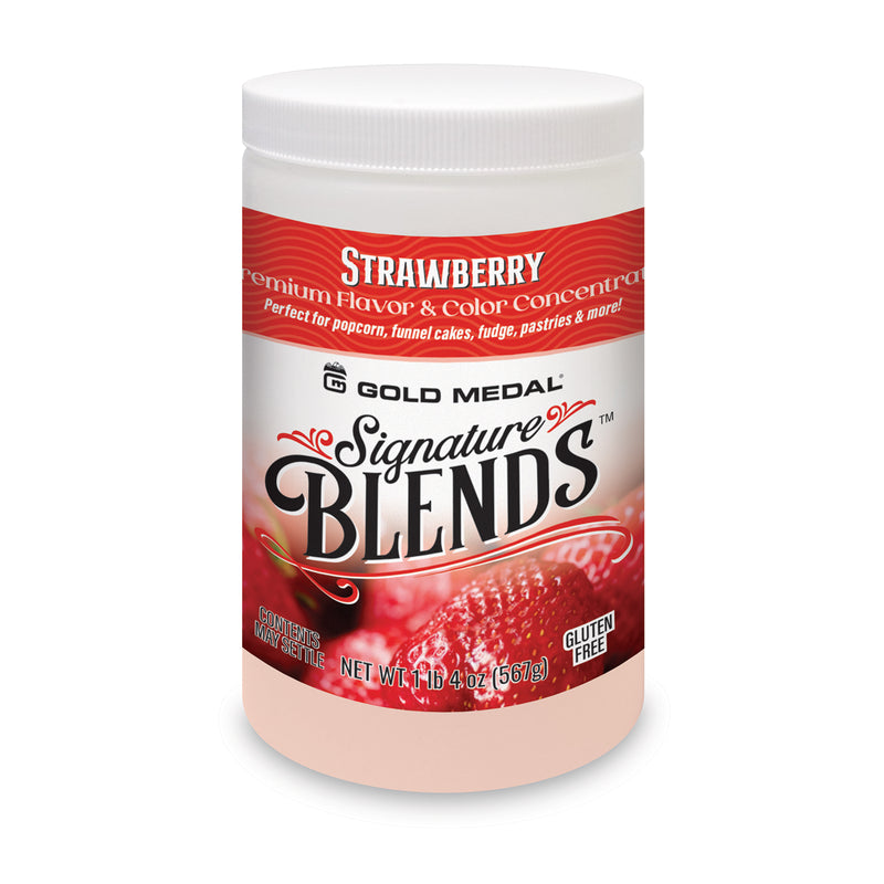 Signature Blends jar with strawberry graphics