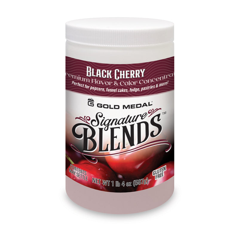 Signature Blends jar with black cherry graphics