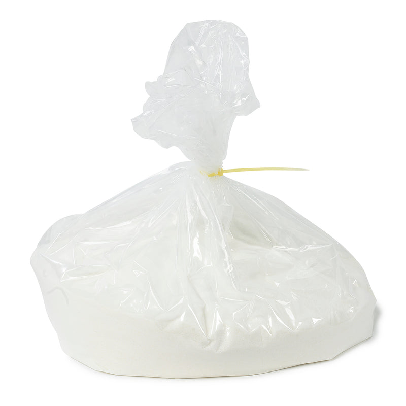 clear plastic bag filled with white kettle corn mix