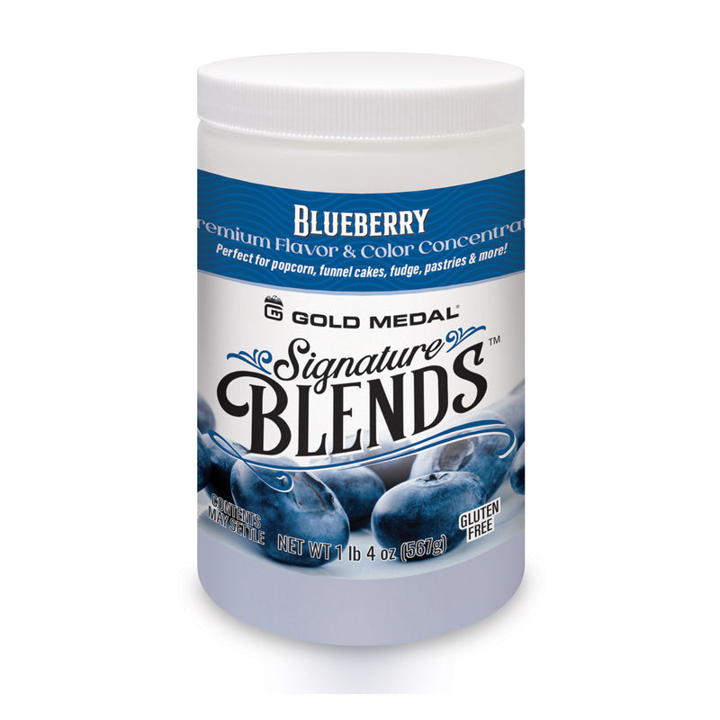 Signature Blends jar with blueberry graphics