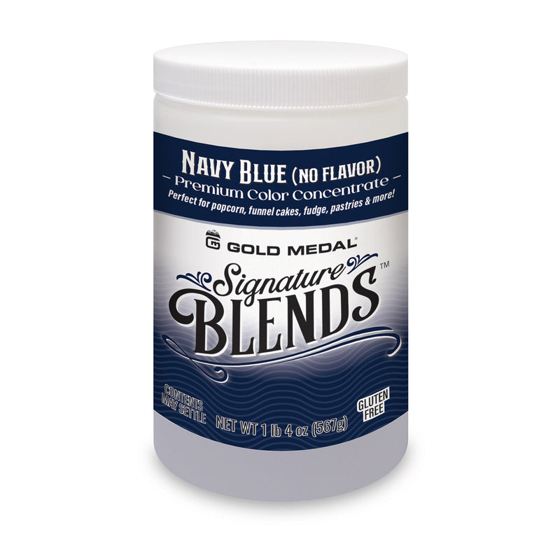 Signature Blends jar with navy blue coloring