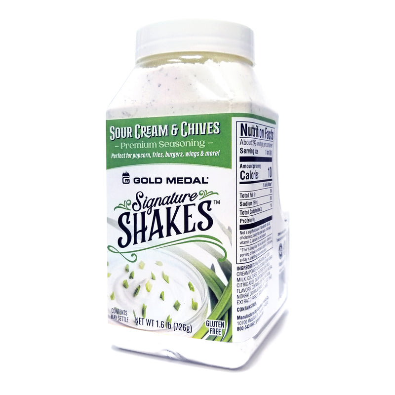 Signature Shakes shaker with sour cream and chives graphics