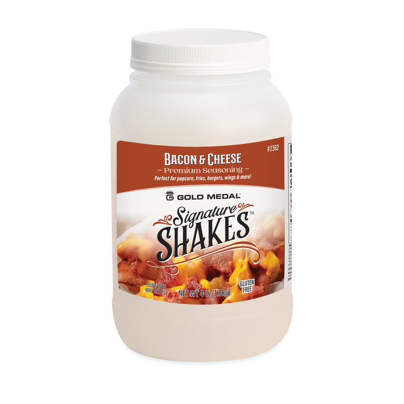 Signature Shakes jar with bacon and cheese graphics