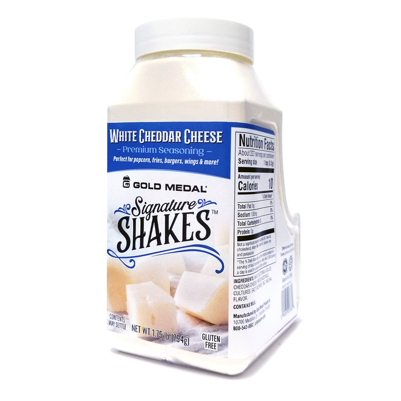 Signature Shakes shaker with white cheddar cheese graphics