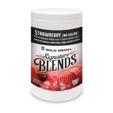 Signature Blends jar with strawberry graphics