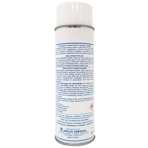 back view of Watchdog Heavy Duty Glass Cleaner aerosol can