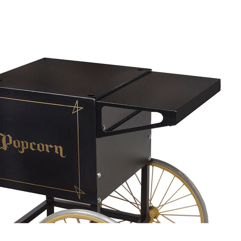 black side shelf for use on popcorn cart