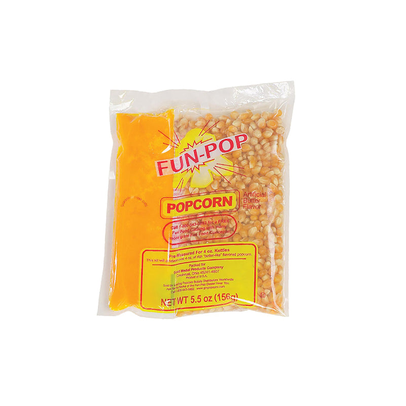 clear pouch of corn/oil/salt kit for 4-ounce popper