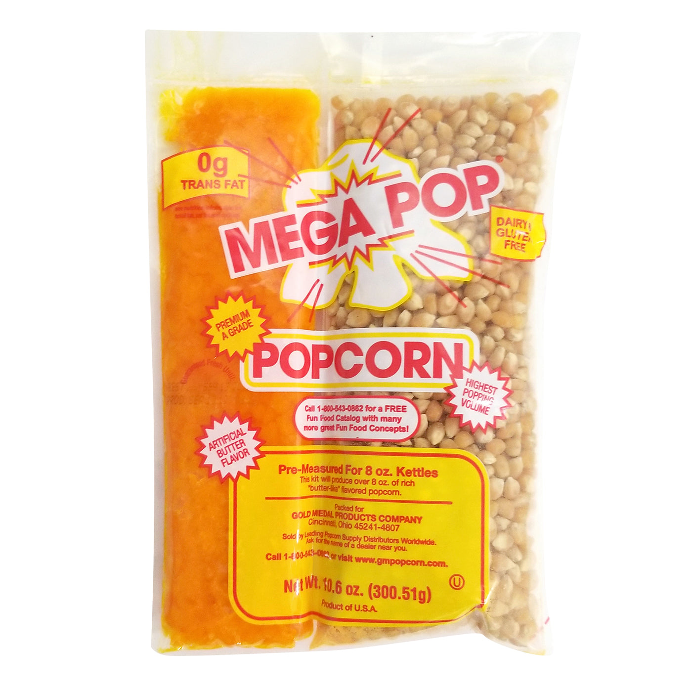 Yellow Popcorn Packs for 8 oz Popcorn Machine with Coconut Oil, 10.6 oz, 24  Count - Dutchman's Store