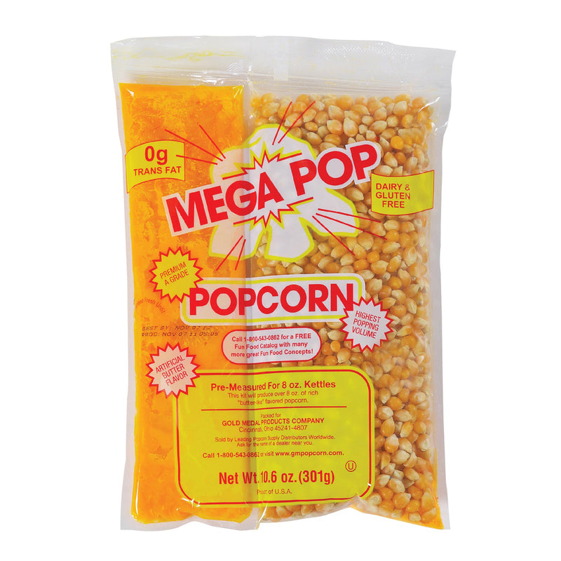 clear pouch of corn/oil/salt kit for 8-ounce popper